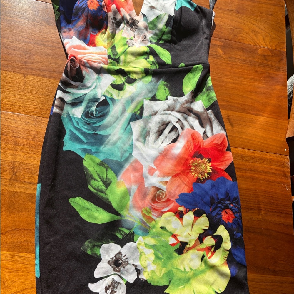 Bisou Bisou Black Floral Mini Dress